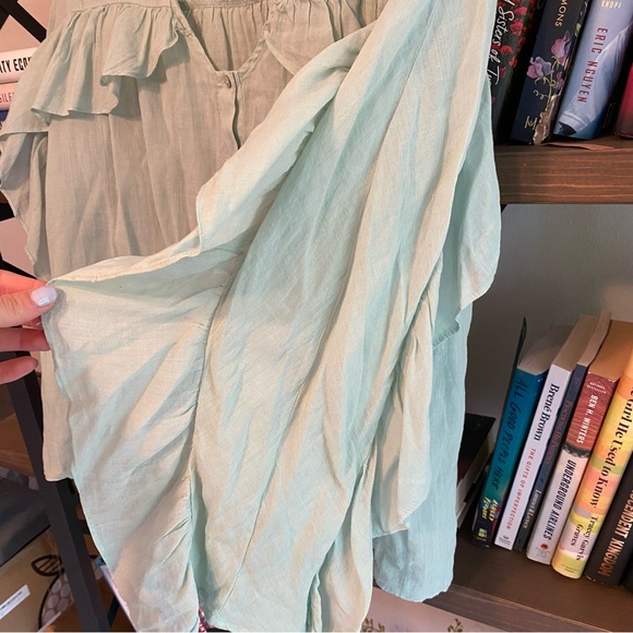 NWT ZARA Basics Sea Foam Ruffle Top Size M - Picture 2 of 4